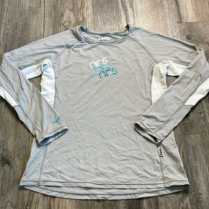 NRS Women’s H2Core Silkweight Grey and White long Sleeve Shirt, size large
